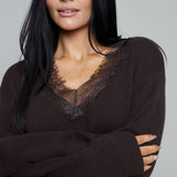 Kate Lace Trimmed V-Neck Sweater