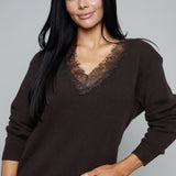 Kate Lace Trimmed V-Neck Sweater