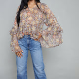 Wyatt Tiered Bell-Sleeve Blouse