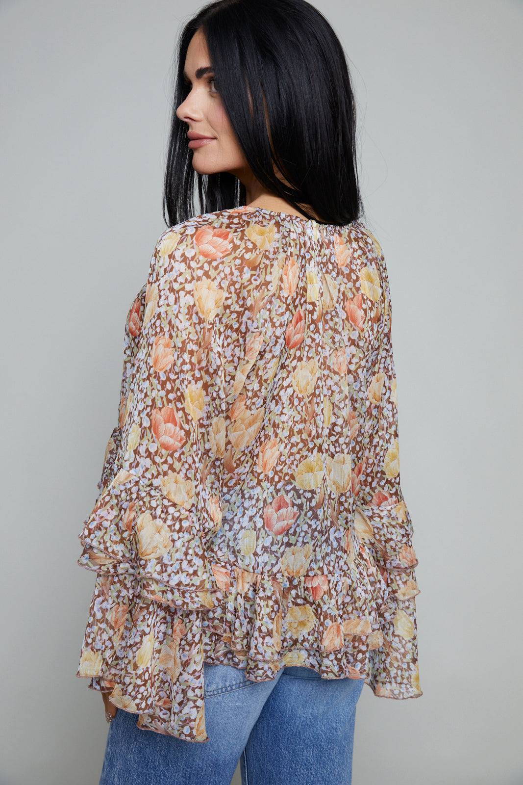 Wyatt Tiered Bell-Sleeve Blouse