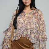 Wyatt Tiered Bell-Sleeve Blouse