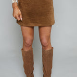 Erica Faux Suede Mini Skirt - Coconut