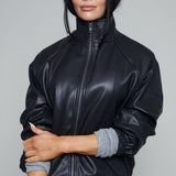 Brenna Faux Leather Bomber Jacket