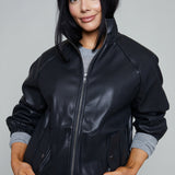 Brenna Faux Leather Bomber Jacket