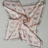 Equestrian Square Silk Scarf - Blush