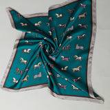 Equestrian Square Silk Scarf - Green