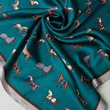 Equestrian Square Silk Scarf - Green