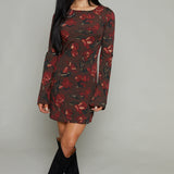 Addie Boat Neck Long Sleeve Mini Dress