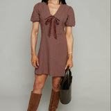 Beck V-Neck Mini Dress With Bow