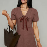 Beck V-Neck Mini Dress With Bow