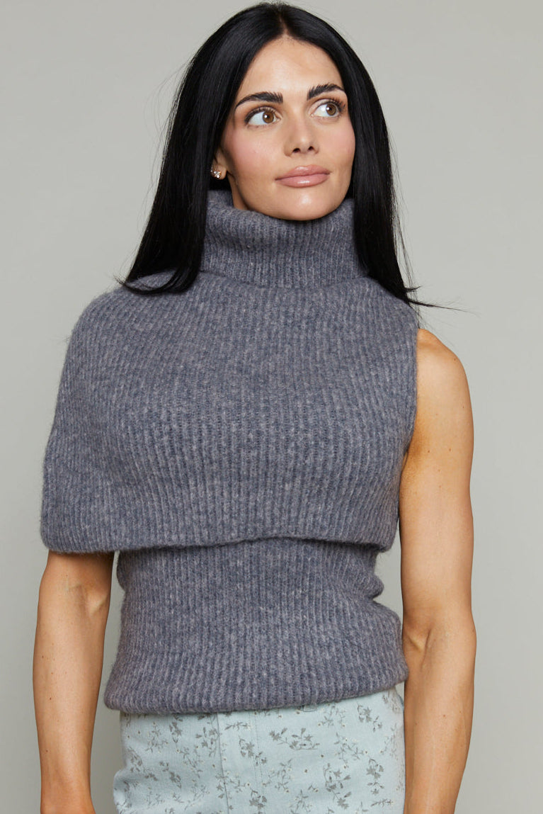 Linden Asymmetrical Rib Knit Sweater