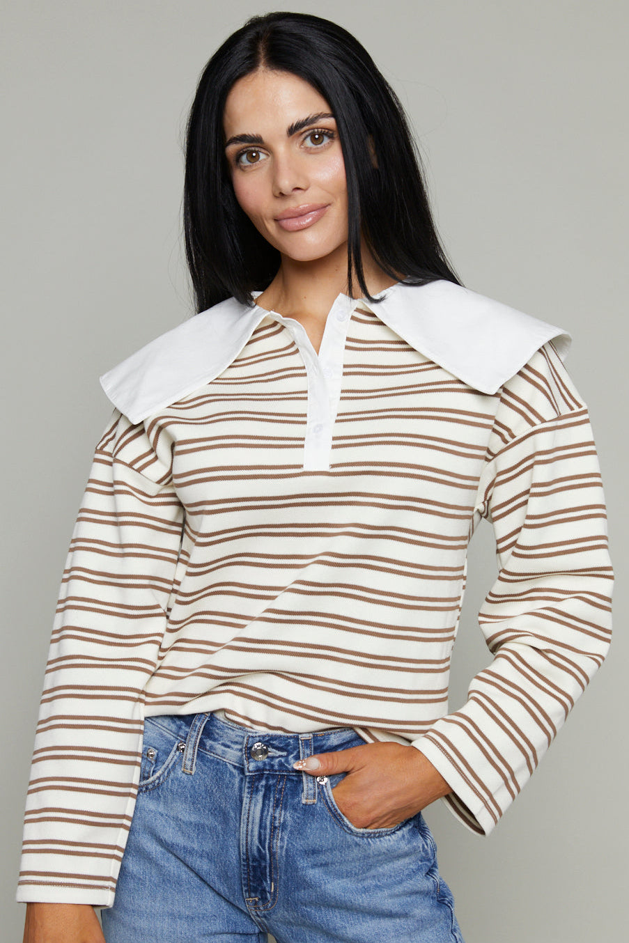 Louise Oversized Collar Polo Shirt