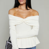 Veronica Off the Shoulder Peplum Sweater