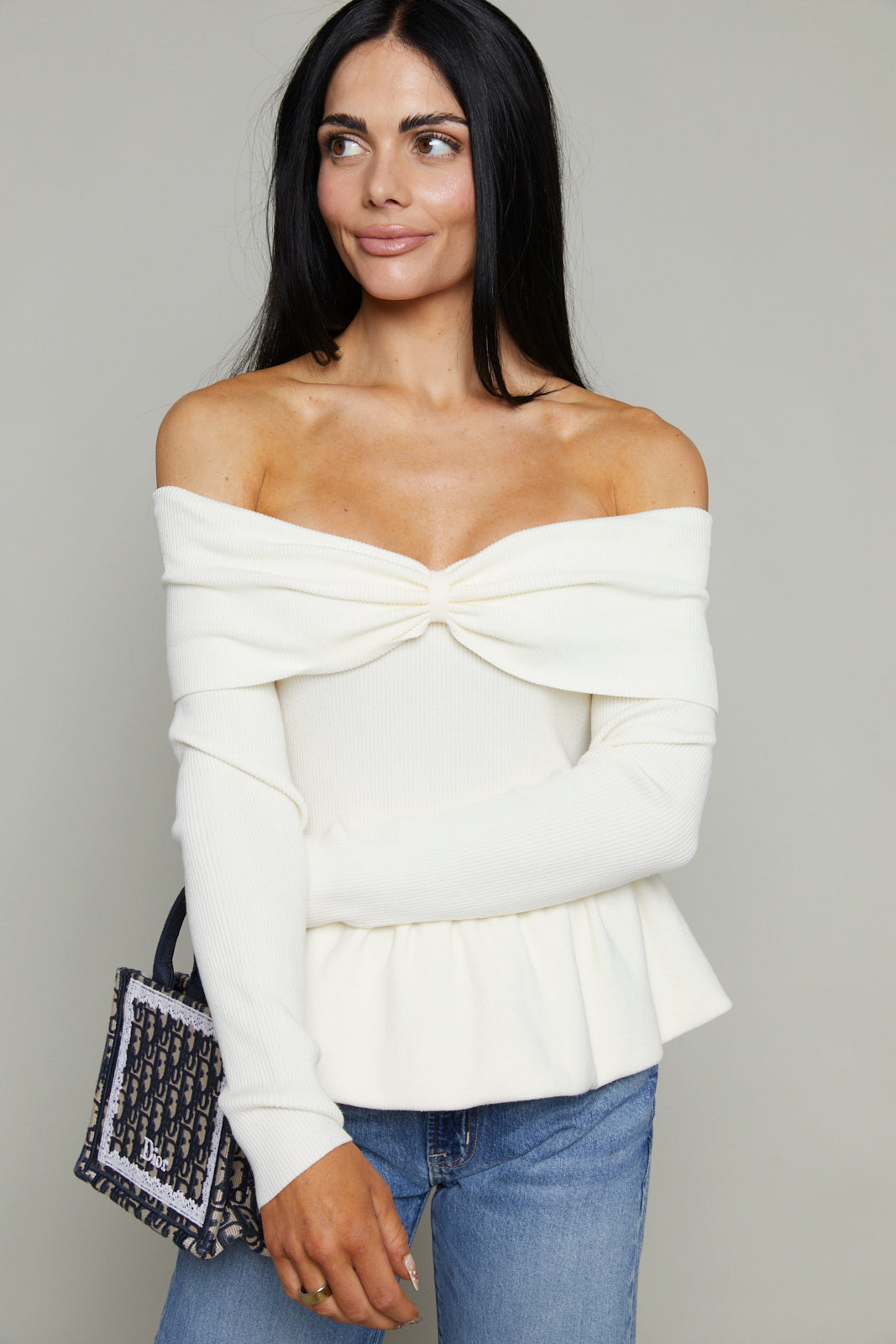 Veronica Off the Shoulder Peplum Sweater
