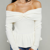 Veronica Off the Shoulder Peplum Sweater