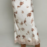 Selma Floral Lace Satin Midi Skirt