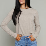 Allie Crew Neck Long Sleeve Tee - Heather Ash