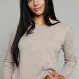 Allie Crew Neck Long Sleeve Tee - Heather Ash