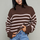 Veda Oversized Mock Neck Sweater - Brown
