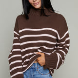 Veda Oversized Mock Neck Sweater - Brown