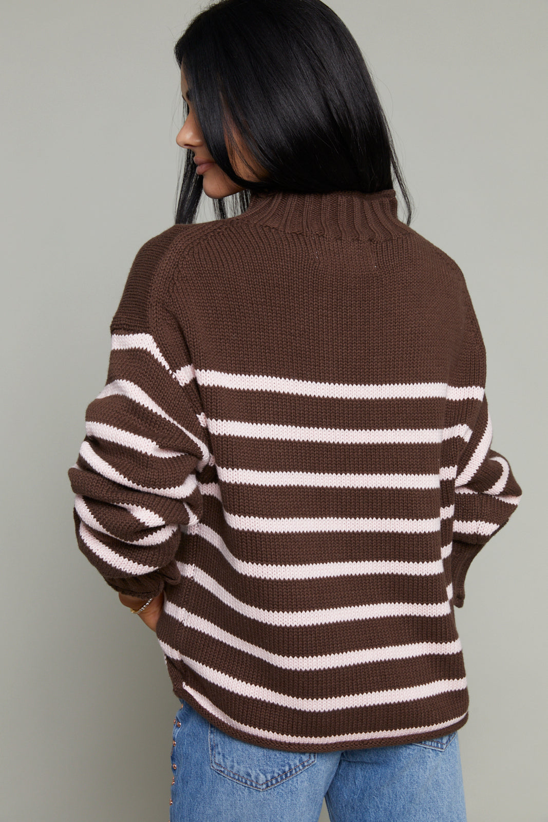 Veda Oversized Mock Neck Sweater - Brown