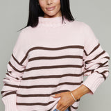 Veda Oversized Mock Neck Sweater - Dusty Rose
