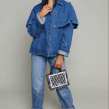 Jones Cropped Cape Denim Jacket