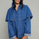Jones Cropped Cape Denim Jacket