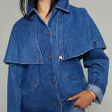 Jones Cropped Cape Denim Jacket