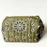 Bandana Print Zip Cosmetic Bag - Army Green