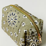 Bandana Print Zip Cosmetic Bag - Army Green