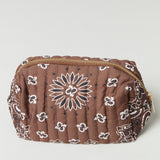 Bandana Print Zip Cosmetic Bag - Chocolate Brown