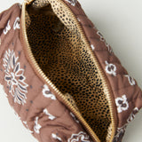 Bandana Print Zip Cosmetic Bag - Chocolate Brown