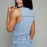 Rayna Fitted Vest Denim Jumpsuit