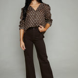 Jolene Polka Dot Long Sleeve Collared Blouse