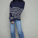 Zuri Striped Knit Turtleneck Sweater