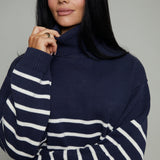 Zuri Striped Knit Turtleneck Sweater