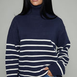 Zuri Striped Knit Turtleneck Sweater