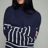 Zuri Striped Knit Turtleneck Sweater