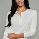 Anya Rib Henley Top - Cloud