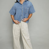 Neena Chambray Denim Short Sleeve Top