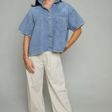 Neena Chambray Denim Short Sleeve Top