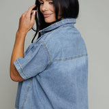 Neena Chambray Denim Short Sleeve Top
