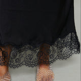 Erin Lace Satin Midi Skirt - Black