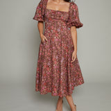 Alessa Floral Puff Sleeve Midi Dress