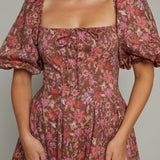 Alessa Floral Puff Sleeve Midi Dress