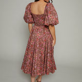 Alessa Floral Puff Sleeve Midi Dress