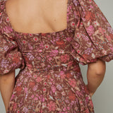 Alessa Floral Puff Sleeve Midi Dress