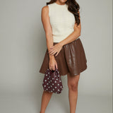 Gypsy Faux Leather Mini Skirt - Brown