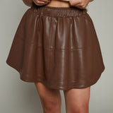 Gypsy Faux Leather Mini Skirt - Brown